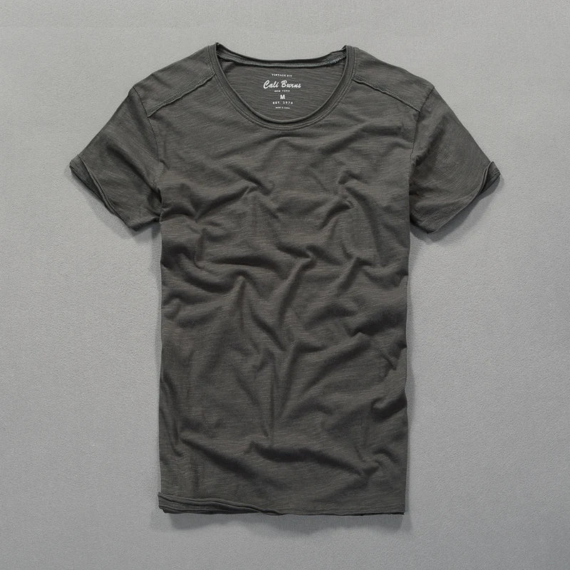Men's T-Shirt Bamboo Cotton Short Sleeve Double Collar Casual Black 4