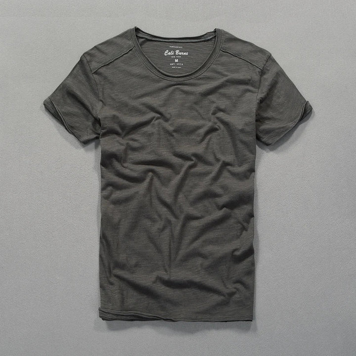 Men's T-Shirt Bamboo Cotton Short Sleeve Double Collar Casual Black 4