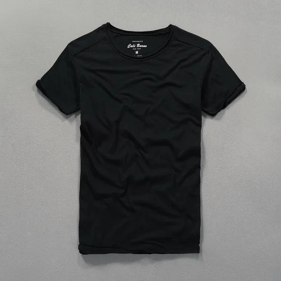 Men's T-Shirt Bamboo Cotton Short Sleeve Double Collar Casual Black 6