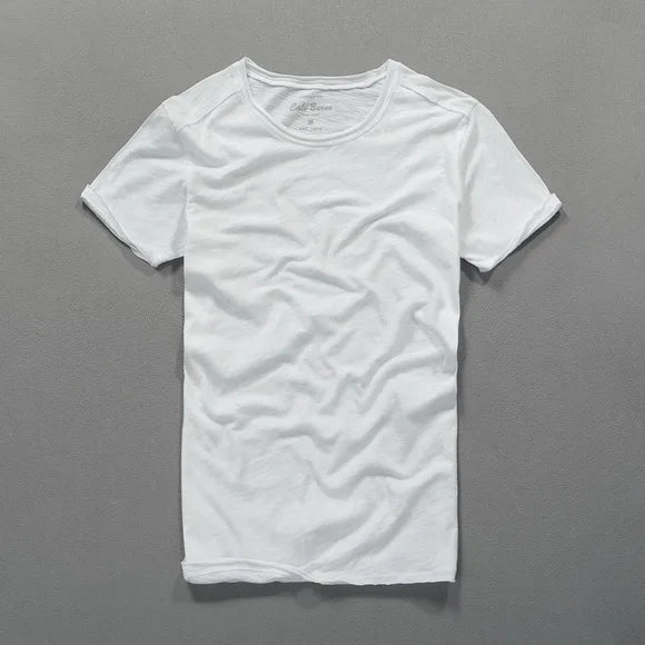 Men's T-Shirt Bamboo Cotton Short Sleeve Double Collar Casual Black 7