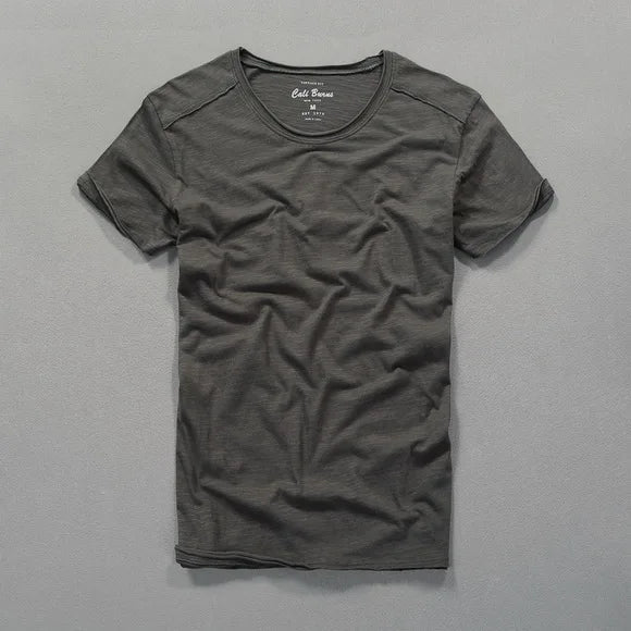 Men's T-Shirt Bamboo Cotton Short Sleeve Double Collar Casual Black 9