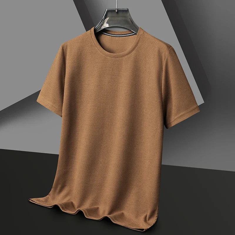 Men's T-Shirt Waffle Knit Lightweight Breathable Classic Fit Gray 0