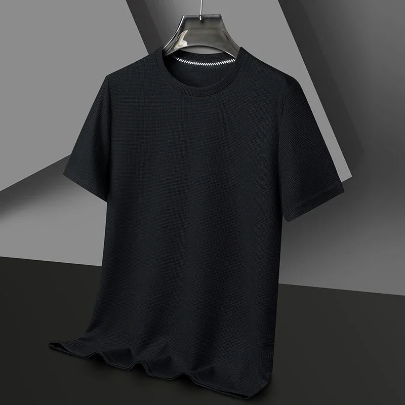 Men's T-Shirt Waffle Knit Lightweight Breathable Classic Fit Gray 2