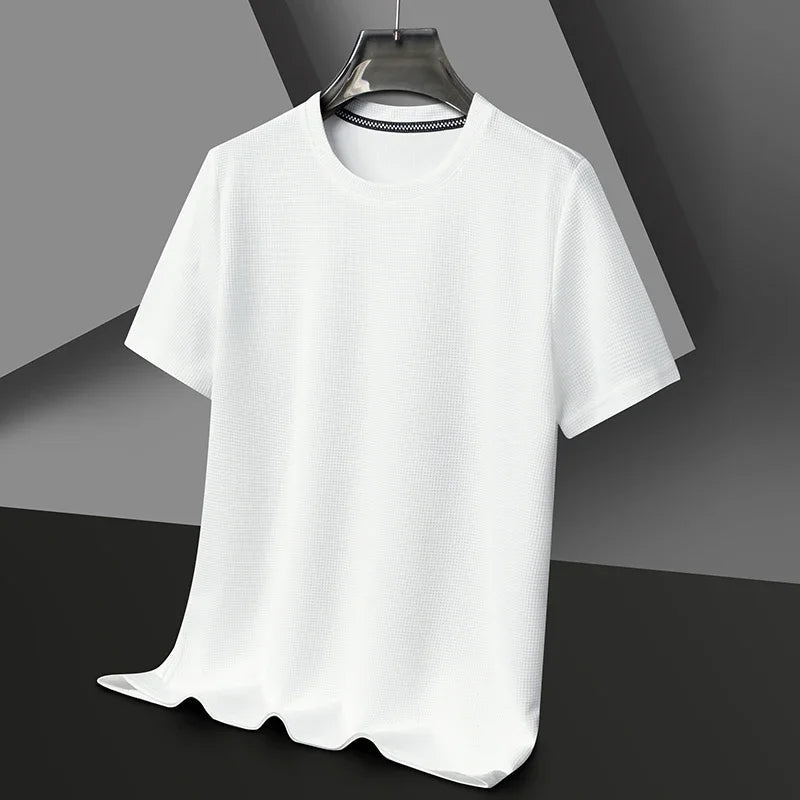 Men's T-Shirt Waffle Knit Lightweight Breathable Classic Fit Gray 4