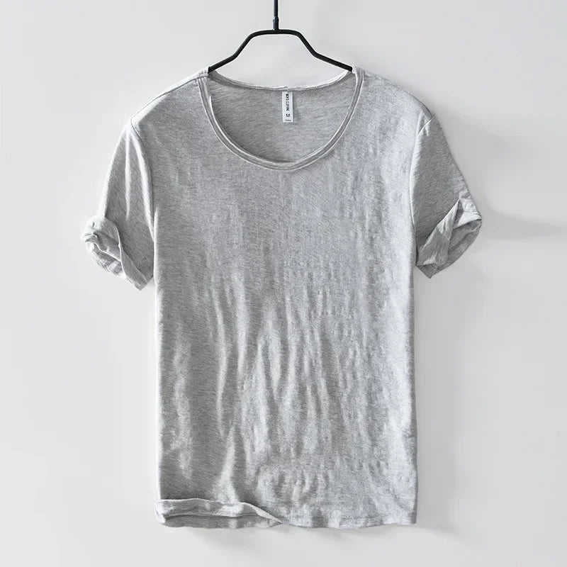 Men's T Shirt 100% Cotton Slim-Fit Raw Edge Vintage Style Monochrome 1