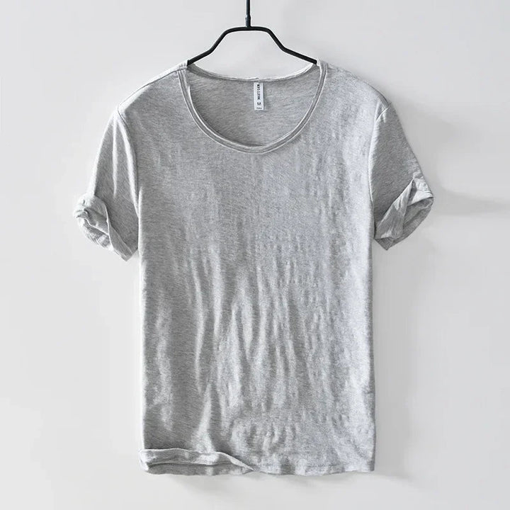 Men's T Shirt 100% Cotton Slim-Fit Raw Edge Vintage Style Monochrome 1