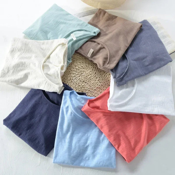 Men's T Shirt 100% Cotton Slim-Fit Raw Edge Vintage Style Monochrome 2