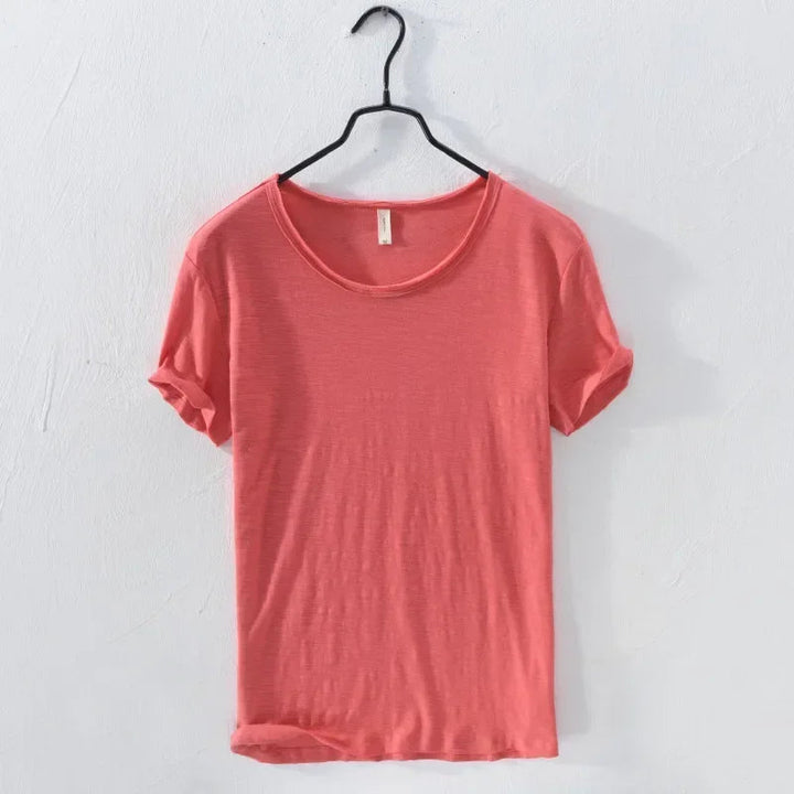 Men's T Shirt 100% Cotton Slim-Fit Raw Edge Vintage Style Monochrome 5