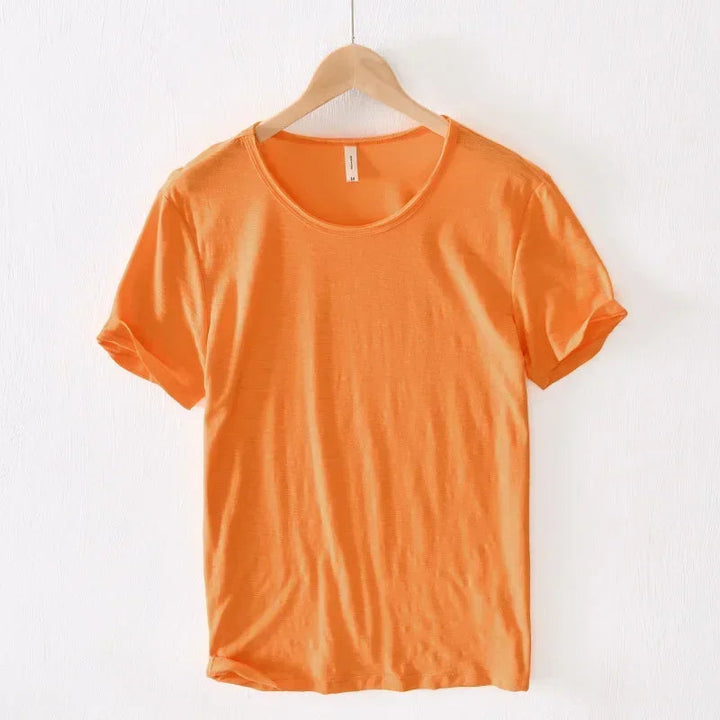 Men's T Shirt 100% Cotton Slim-Fit Raw Edge Vintage Style Monochrome 6