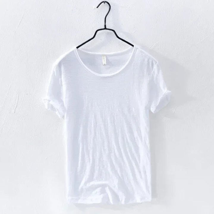 Men's T Shirt 100% Cotton Slim-Fit Raw Edge Vintage Style Monochrome 8