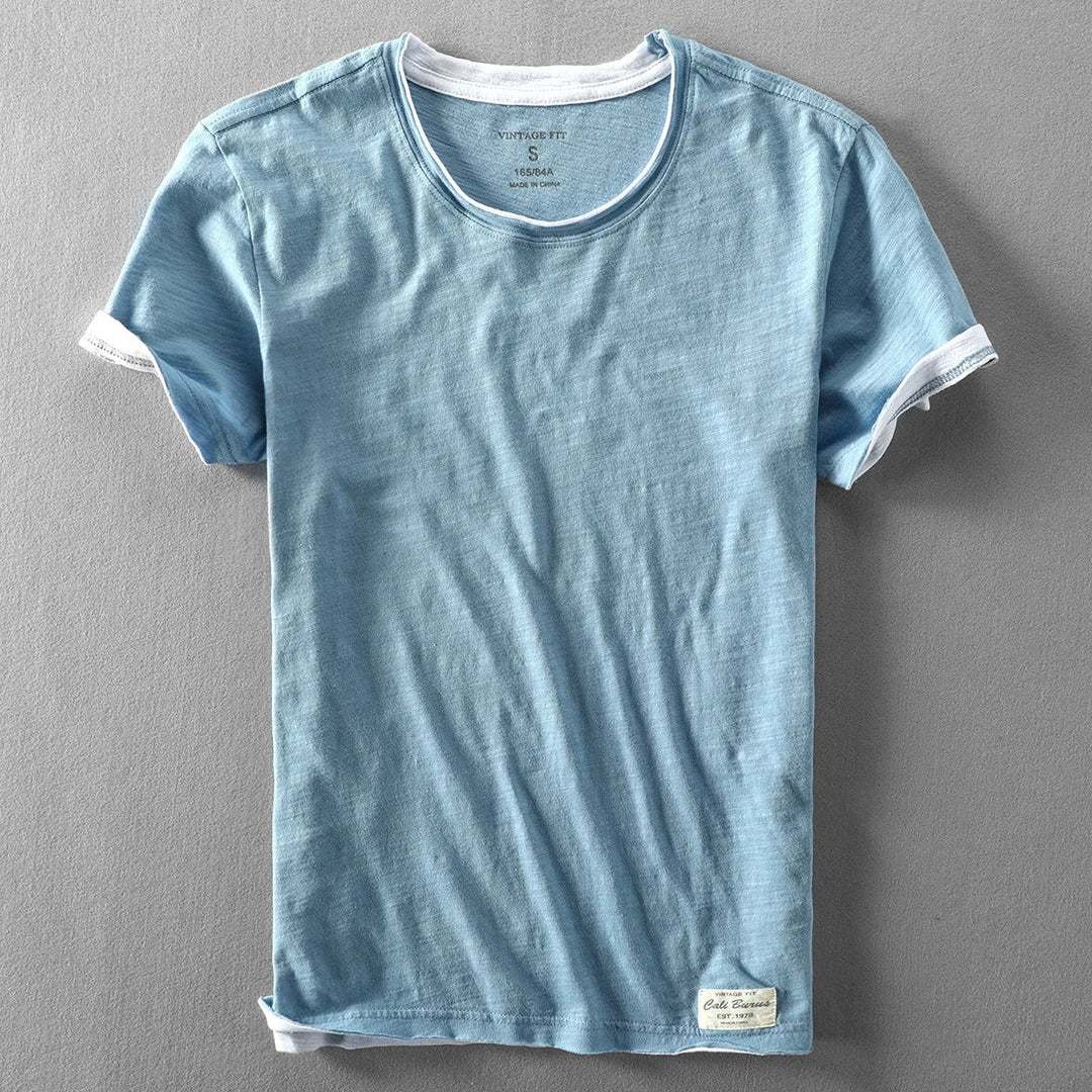 Men's T Shirt Breathable Performance Fabric Color-Block Loose Fit O-Neck 1
