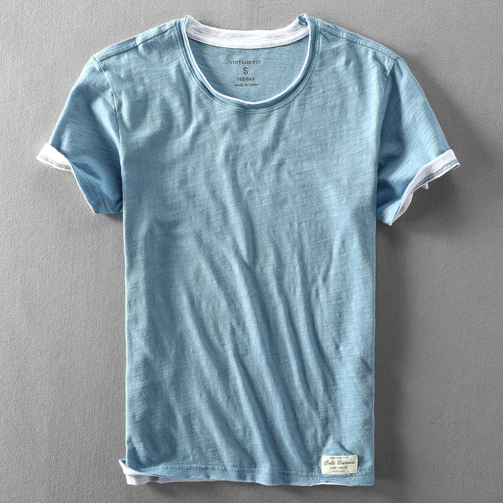 Men's T Shirt Breathable Performance Fabric Color-Block Loose Fit O-Neck 1