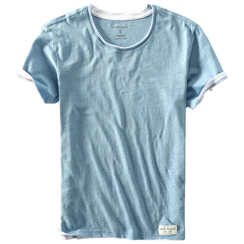 Men's T Shirt Breathable Performance Fabric Color-Block Loose Fit O-Neck 4