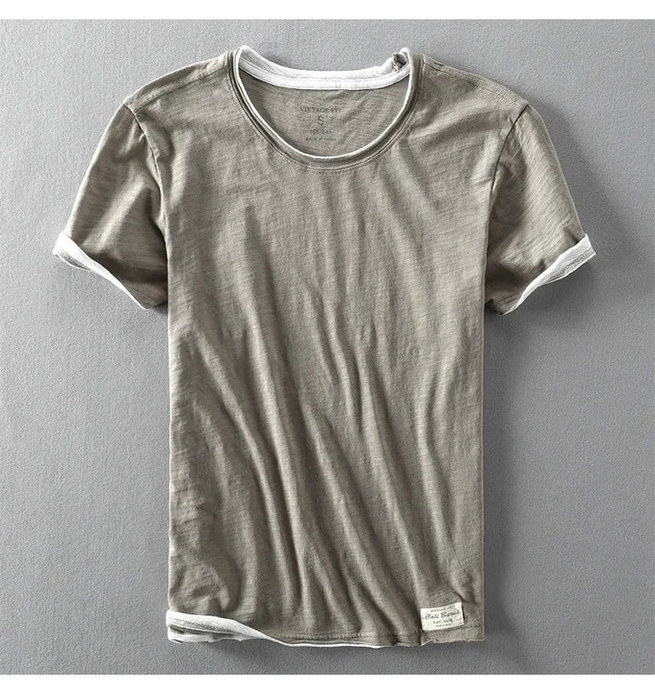 Men's T Shirt Breathable Performance Fabric Color-Block Loose Fit O-Neck 5
