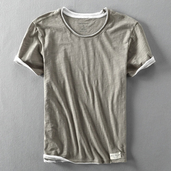 Men's T Shirt Breathable Performance Fabric Color-Block Loose Fit O-Neck 7