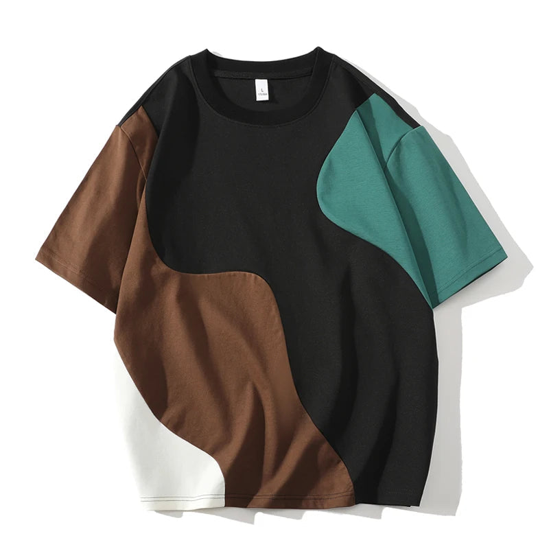Men's T Shirt Cotton Colorblock Crewneck Loose Fit Dynamic Design 0