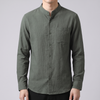 Men's Tailored Linen Shirt for Work with Stand Collar