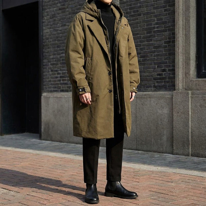 Men's Tailored Overcoat for Cool Days with Hooded Shell 1