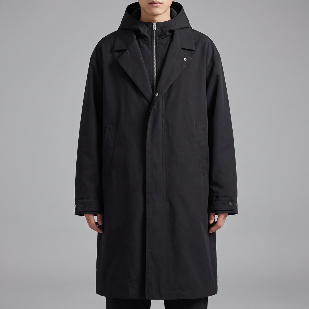 Men's Tailored Overcoat for Cool Days with Hooded Shell 10