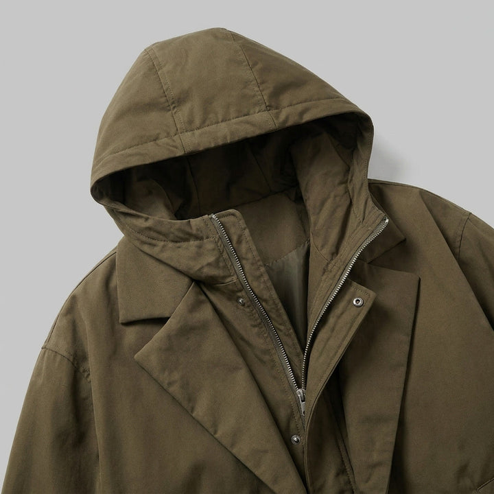 Men's Tailored Overcoat for Cool Days with Hooded Shell 3