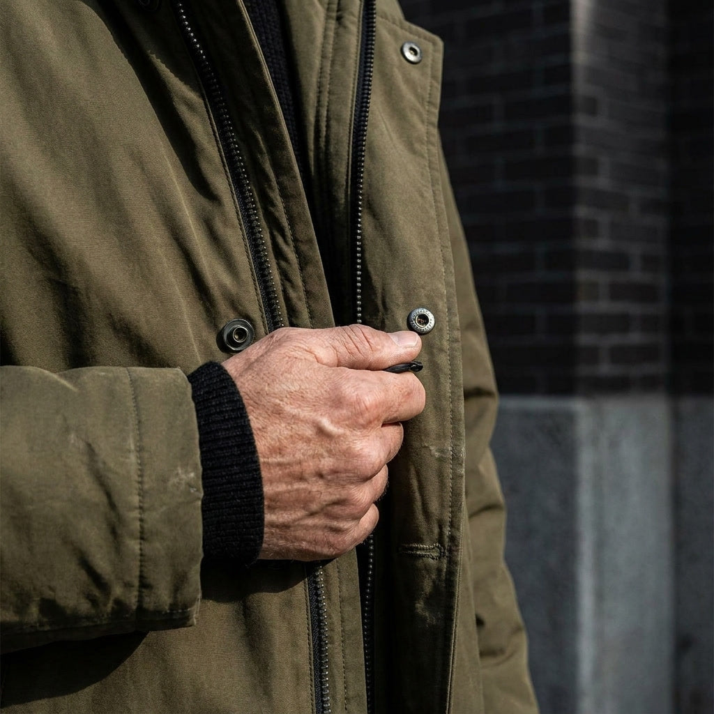 Men's Tailored Overcoat for Cool Days with Hooded Shell 5