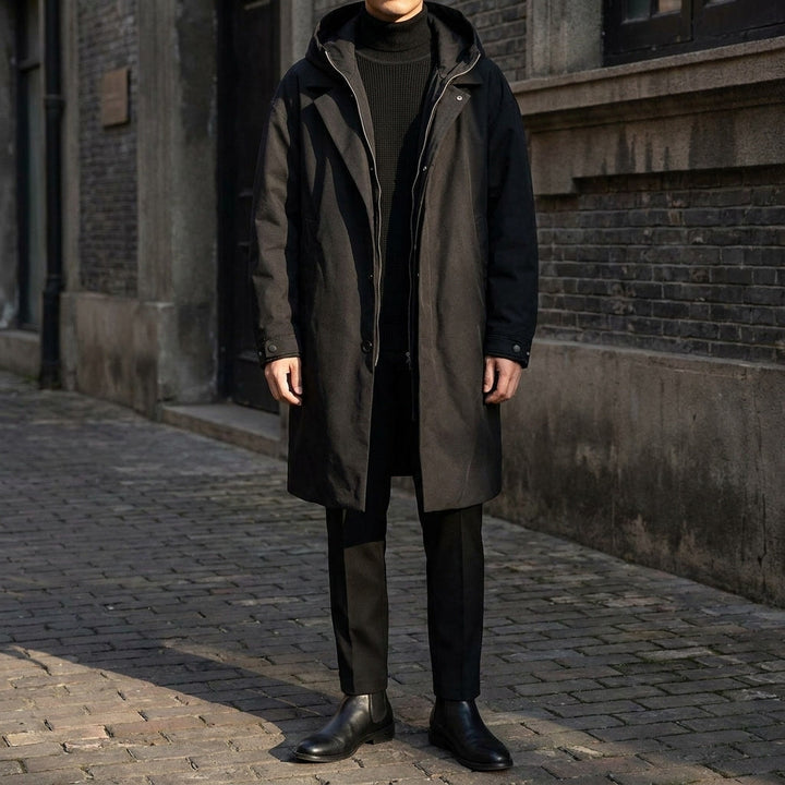 Men's Tailored Overcoat for Cool Days with Hooded Shell 7