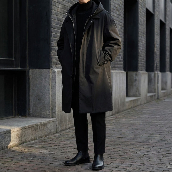 Men's Tailored Overcoat for Cool Days with Hooded Shell 8
