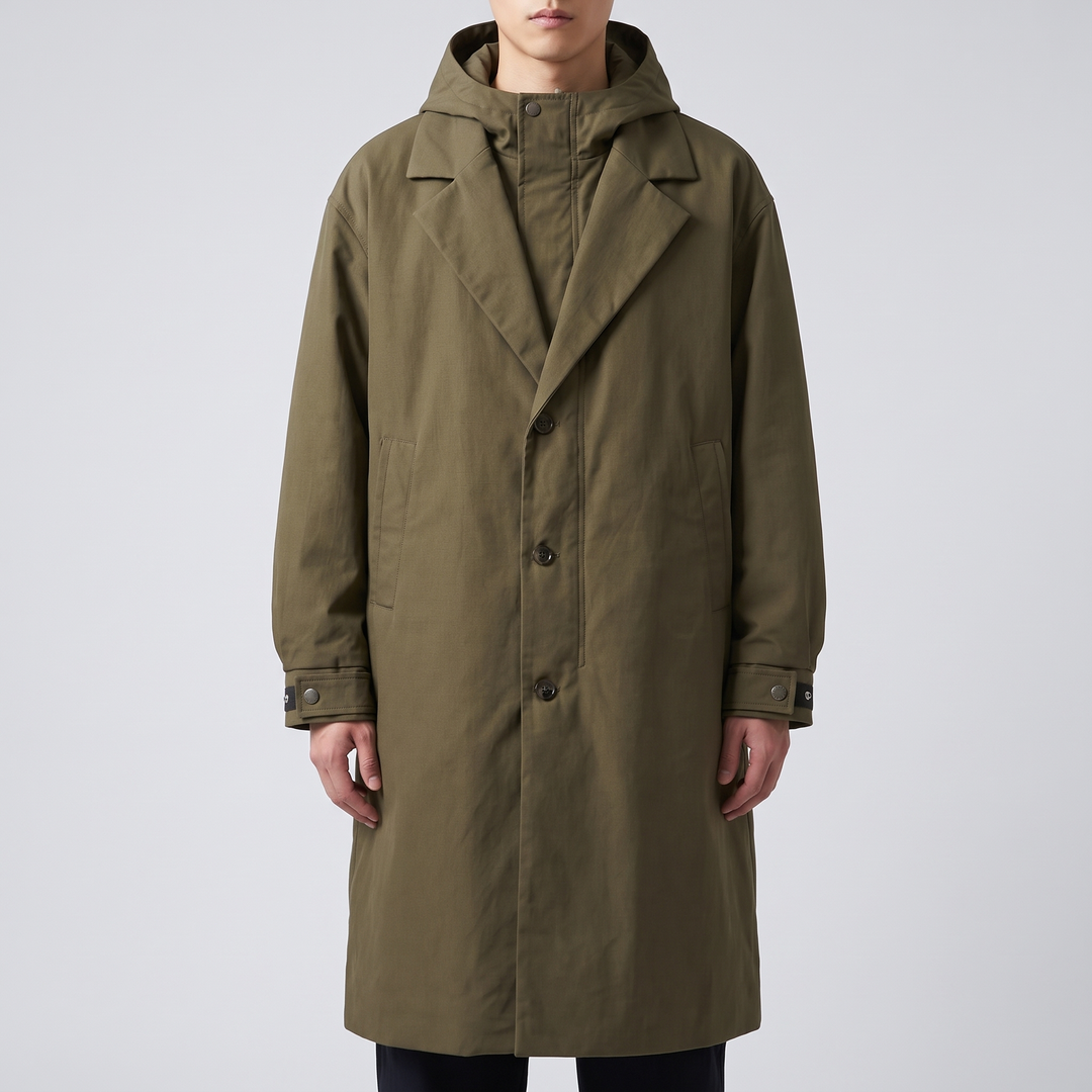 Men's Tailored Overcoat for Cool Days with Hooded Shell 9