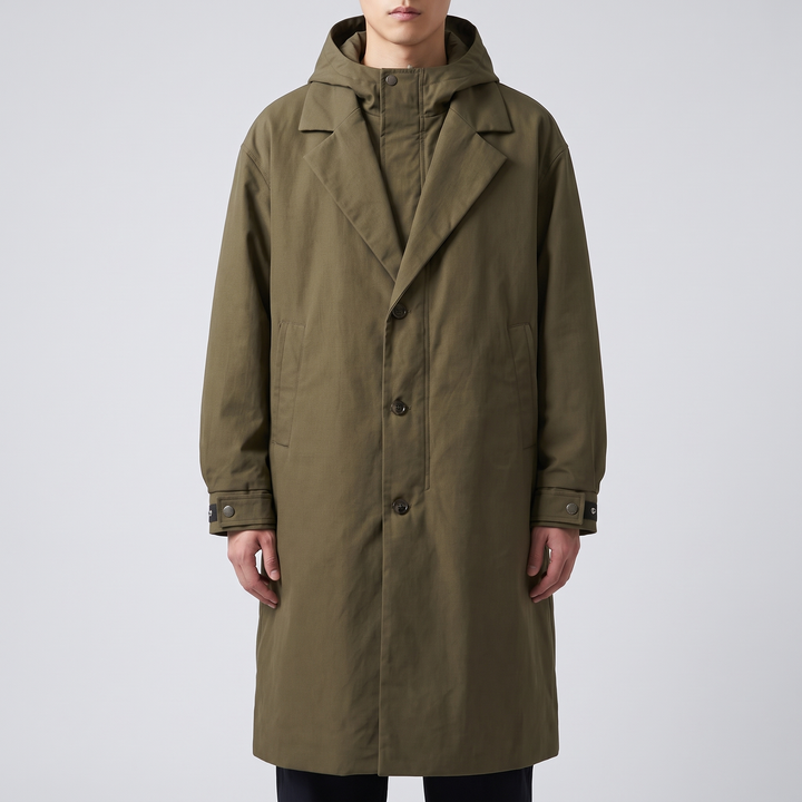 Men's Tailored Overcoat for Cool Days with Hooded Shell 9