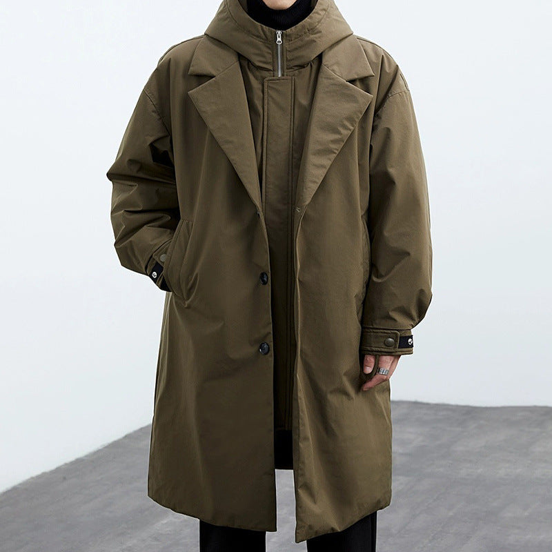 Men's Trench Coat Windproof Weather-Resistant Long-Line Black 1