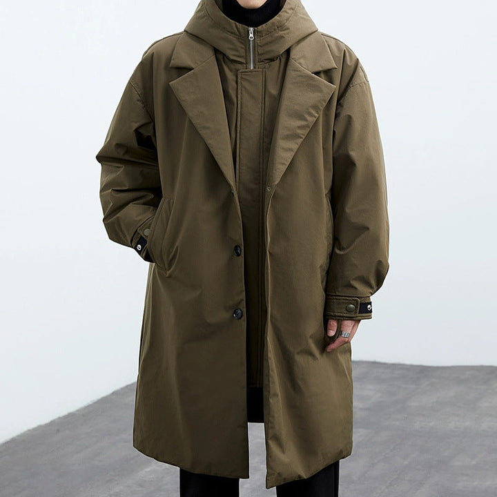 Men's Trench Coat Windproof Weather-Resistant Long-Line Black 1