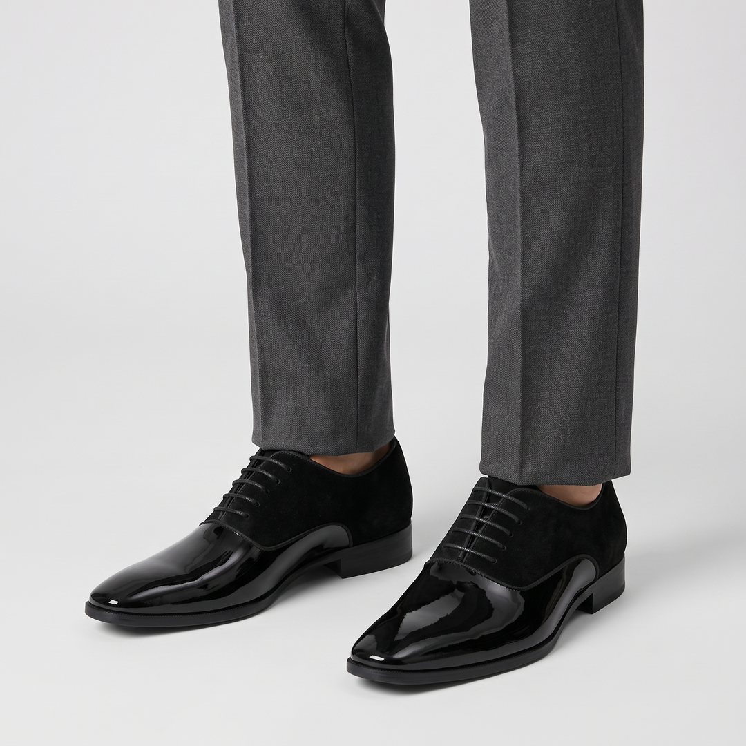 Men's Two-Tone Dress Shoes for Weddings with Glossy Toe 1