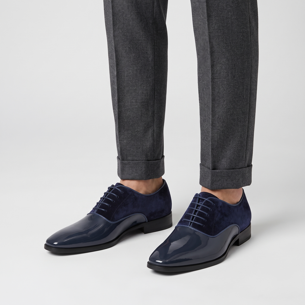Men's Two-Tone Dress Shoes for Weddings with Glossy Toe 2