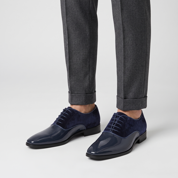 Men's Two-Tone Dress Shoes for Weddings with Glossy Toe 2