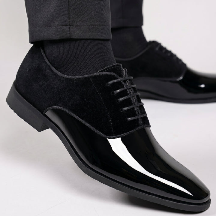 Men's Two-Tone Dress Shoes for Weddings with Glossy Toe 4