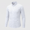 Men's Versatile Striped Shirt with Button-Down Collar