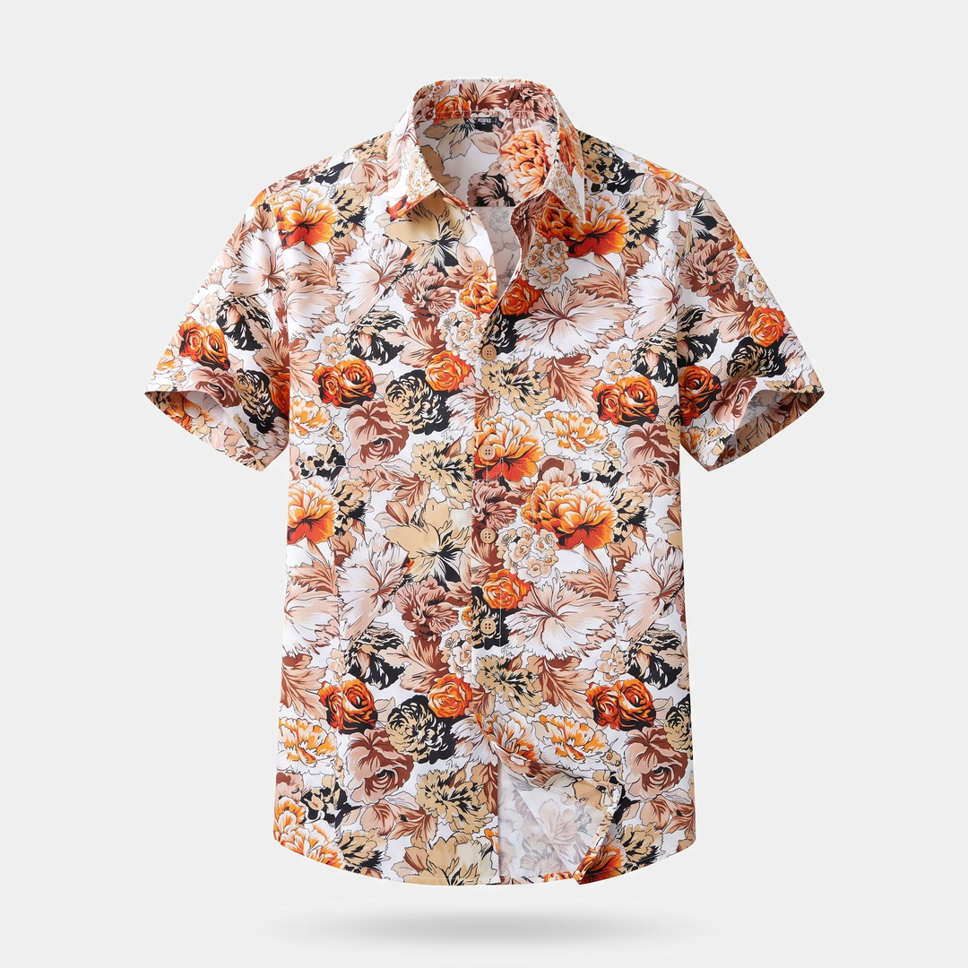 Men's Vibrant Floral Shirt with Short Sleeves 0