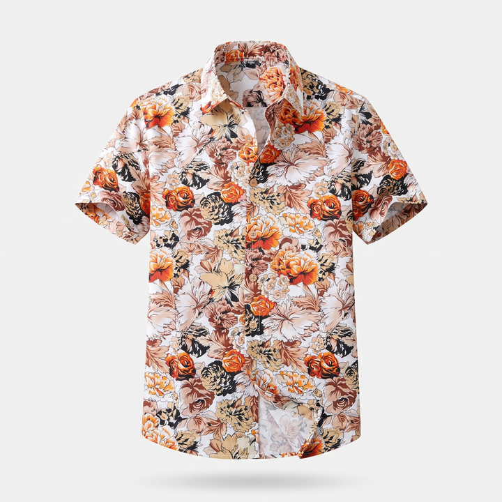 Men's Vibrant Floral Shirt with Short Sleeves 0
