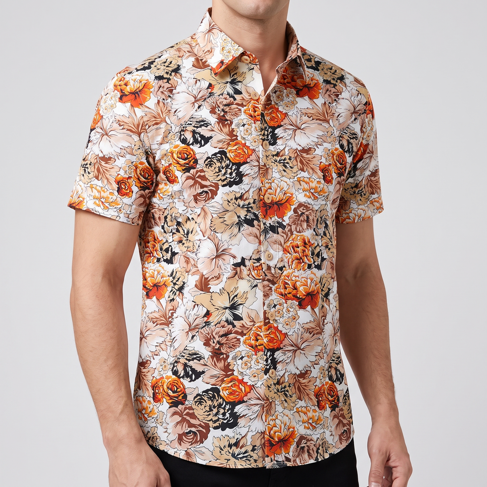 Men's Vibrant Floral Shirt with Short Sleeves 1