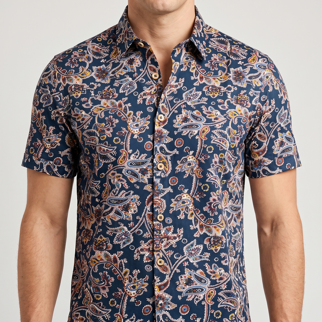 Men's Vibrant Floral Shirt with Short Sleeves 2