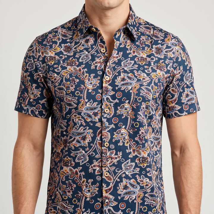 Men's Vibrant Floral Shirt with Short Sleeves 2