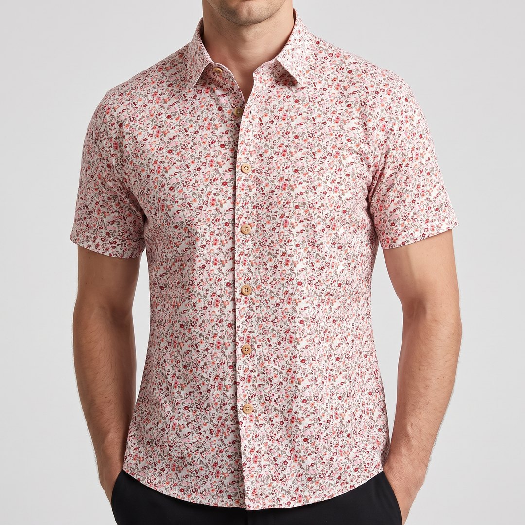 Men's Vibrant Floral Shirt with Short Sleeves 5