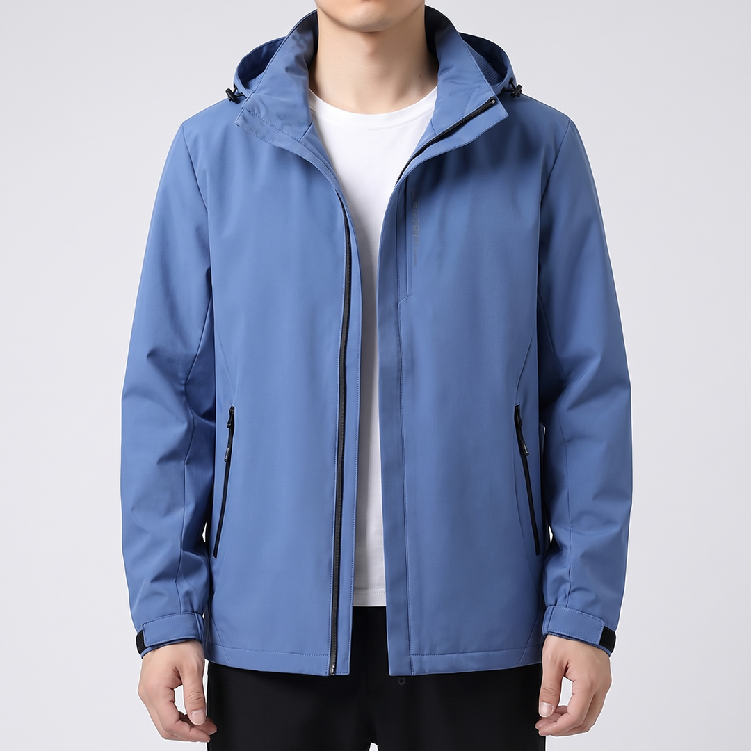 Men's Waterproof Rain Jacket for Hiking with Removable Hood 10