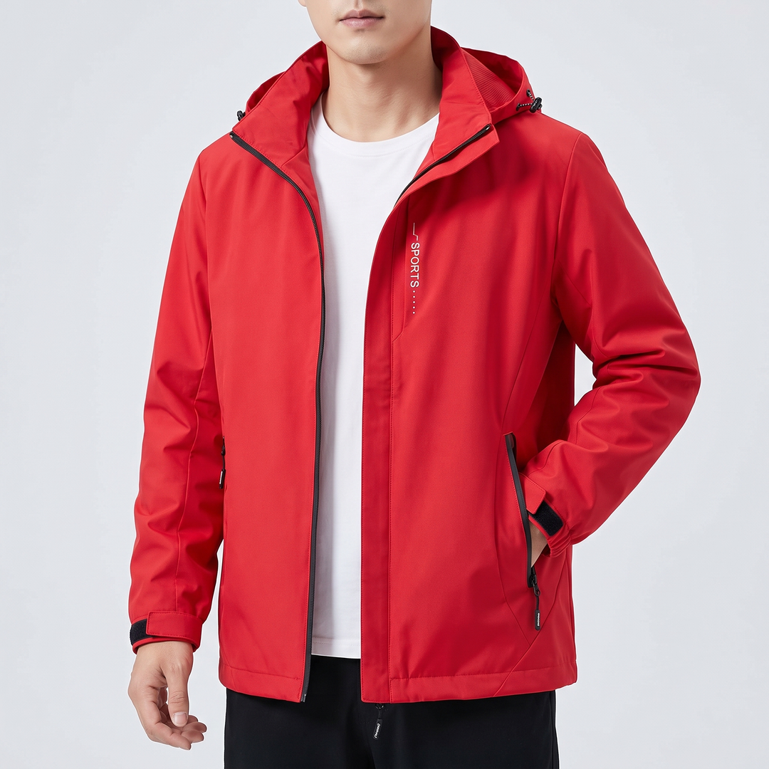 Men's Waterproof Rain Jacket for Hiking with Removable Hood 11