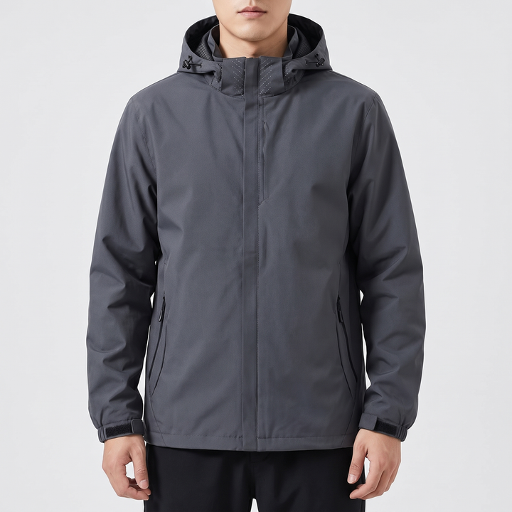 Men's Waterproof Rain Jacket for Hiking with Removable Hood 12