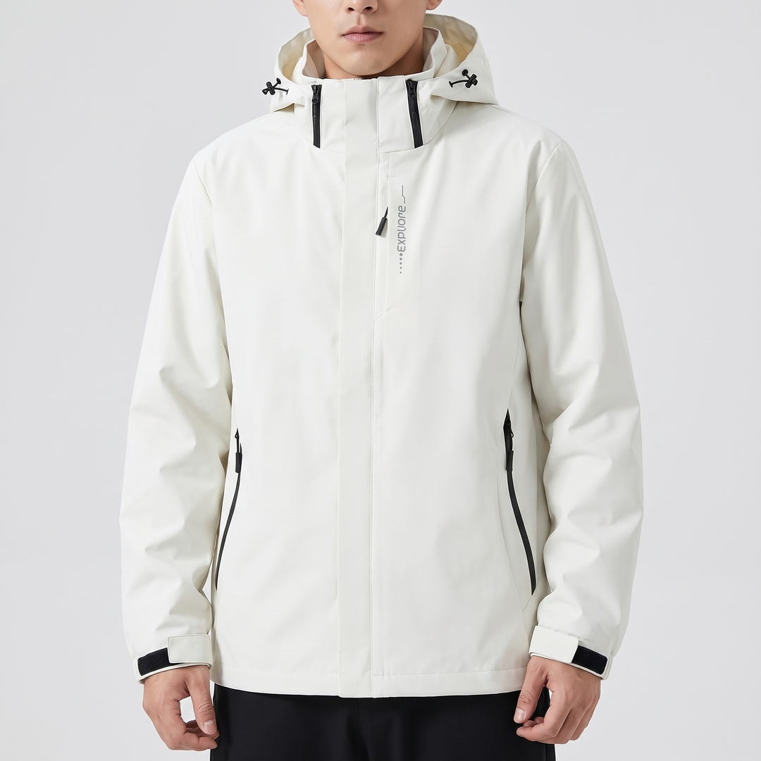 Men's Waterproof Rain Jacket for Hiking with Removable Hood 13