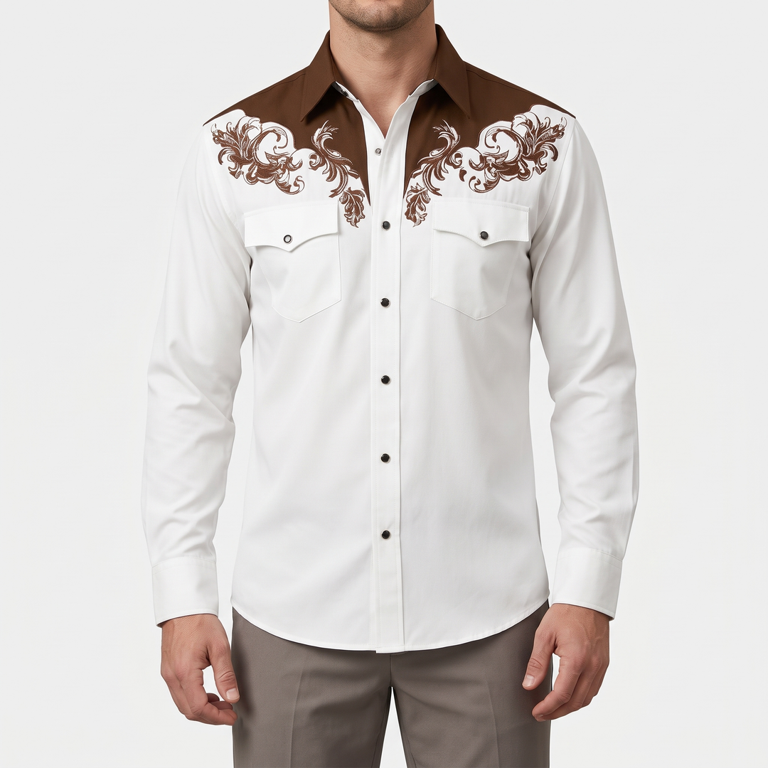 Men's Western Shirt for Evenings Out with Chest Embroidery 3