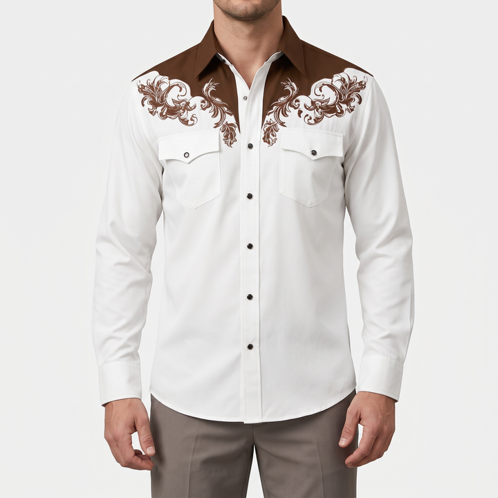 Men's Western Shirt for Evenings Out with Chest Embroidery 3