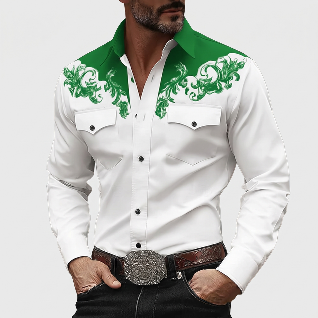 Men's Western Shirt for Evenings Out with Chest Embroidery 4