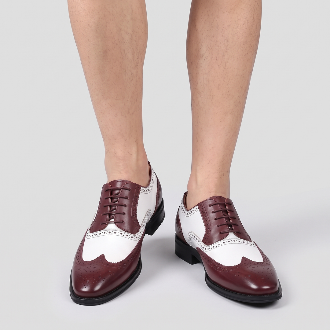 Men's Wingtip Derby Shoes for Weddings with Two-Tone Panels 1